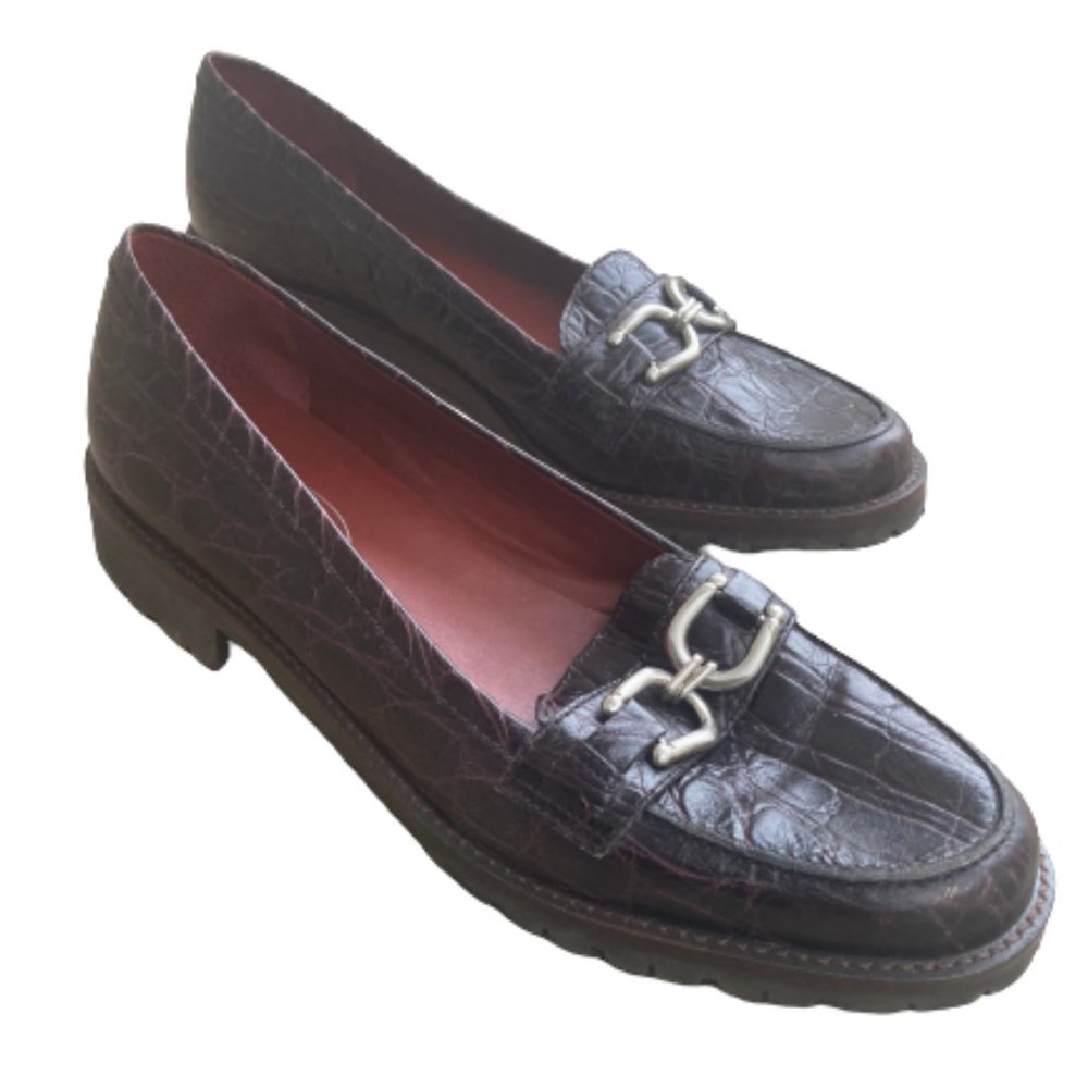 Talbots Brown Croc Leather Loafers